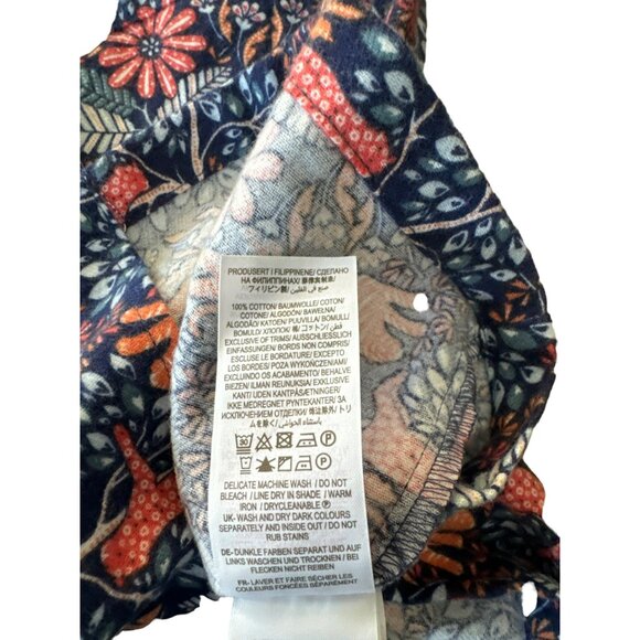 Boden Cotton Flannel Pajama Top US 12  UK 16 Tiger Floral Safari Blue Womens NWT - Picture 3 of 4